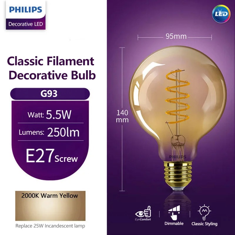 Philips Bulb Led Classic - Lampe LED Philips G93 à filament