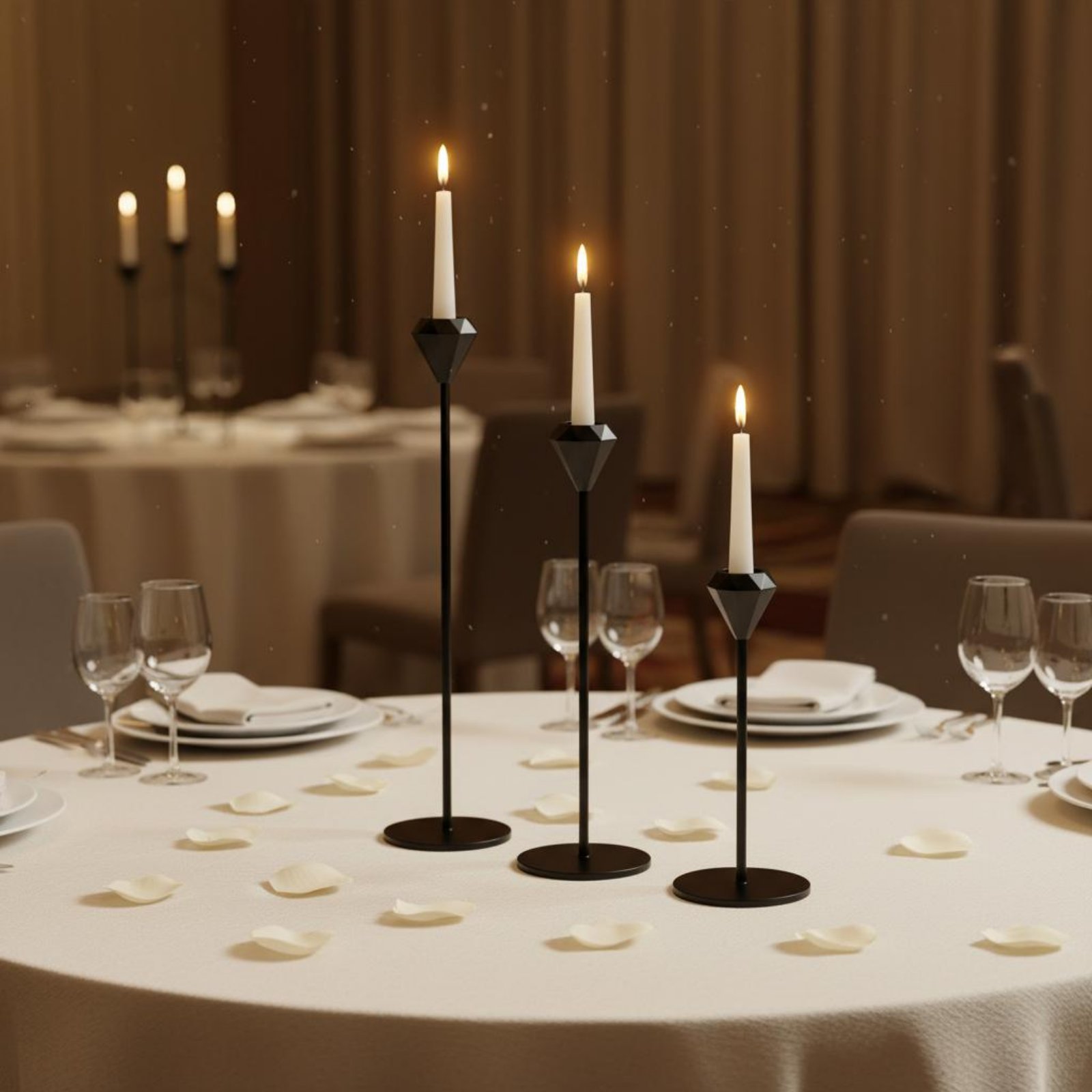 Candle Holder Set - Ensemble de 3 chandeliers en cristal,