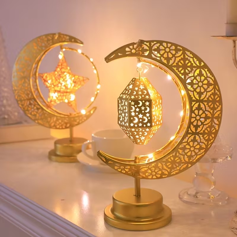 Led Moon Lamp - Ramadan LED veilleuse rotative fer lune